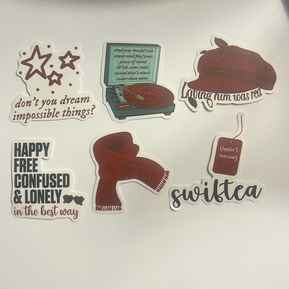 Taylor Swift “Red” Inspired Vinyl Sticker Bundle - 6 Stickers - Picture 1 of 3
